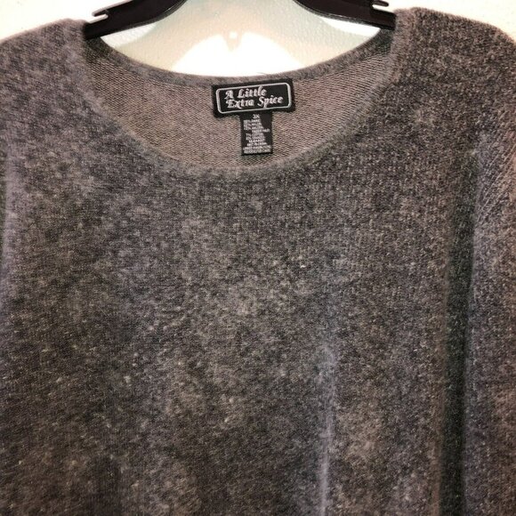 A Little Extra Spice Womens 3X Dark Gray Rabbit Hair Angora Blend Sweater - Picture 5 of 8